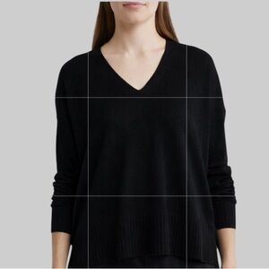 Eileen Fisher Black Merino Wool V-Neck Sweater 1X